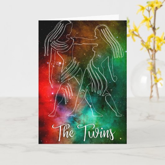 Zodiac : Gemini 'The Twins' Karte (Gelbe Blume)