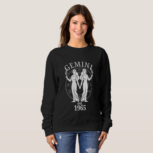 Zodiac Gemini Twins Geboren 1965 Sweatshirt (Vorne ganz)