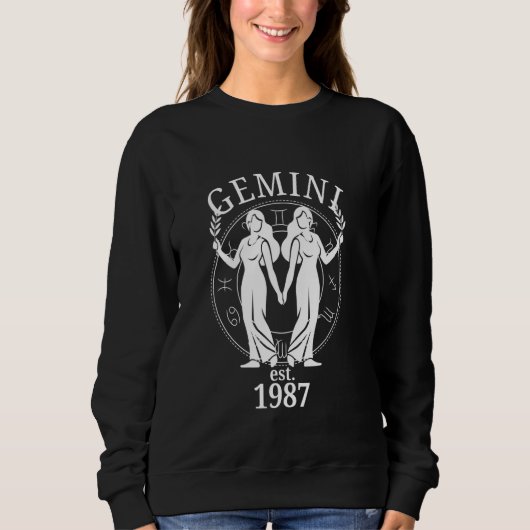 Zodiac Gemini Twins Geboren 1987 Sweatshirt (Vorderseite)