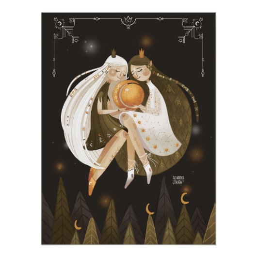 Zodiac Gemini von Alexandra Dikaia Poster (Vorderseite)