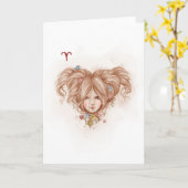 Zodiac Girl Grußkarte: Aries Karte (Gelbe Blume)