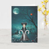 Zodiac Girls Grußkarte - Aries Karte (Gelbe Blume)