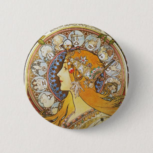 Zodiac Goddess Button