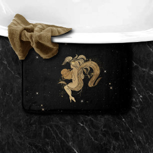 Zodiac Goddess Cosmic Gold Aquarius Astrologie Badematte