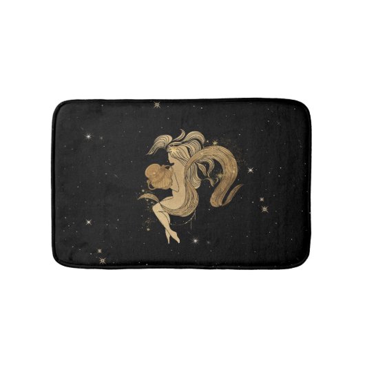 Zodiac Goddess | Cosmic Gold Aquarius Astrologie Badematte (Vorderseite)