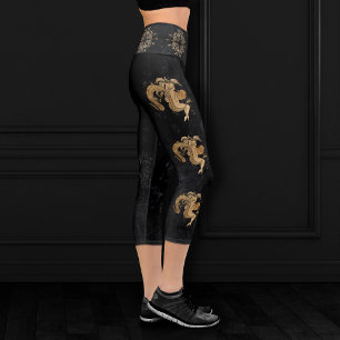 Zodiac Goddess   Cosmic Gold Aquarius Astrologie Capri Leggings