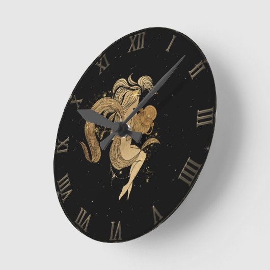 Zodiac Goddess | Cosmic Gold Aquarius Astrologie Runde Wanduhr (Winkel)