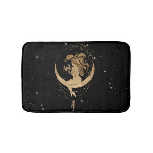 Zodiac Goddess | Cosmic Gold Cancer Astrologie Badematte (Vorderseite)