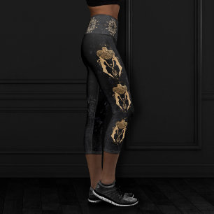 Zodiac Goddess Cosmic Gold Gemini Astrologie Capri Leggings