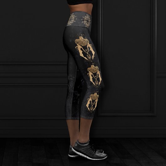 Zodiac Goddess | Cosmic Gold Gemini Astrologie Capri Leggings