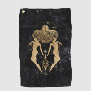 Zodiac Goddess Cosmic Gold Gemini Astrologie Golfhandtuch