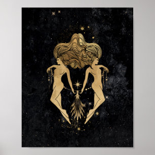Zodiac Goddess   Cosmic Gold Gemini Astrologie Poster