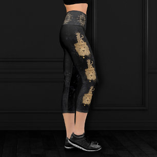 Zodiac Goddess   Cosmic Gold Leo Astrologie Capri Leggings