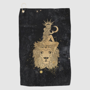 Zodiac Goddess Cosmic Gold Leo Astrologie Golfhandtuch