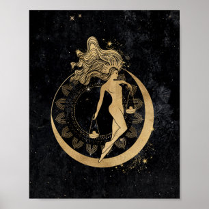 Zodiac Goddess   Cosmic Gold Libra Astrologie Poster