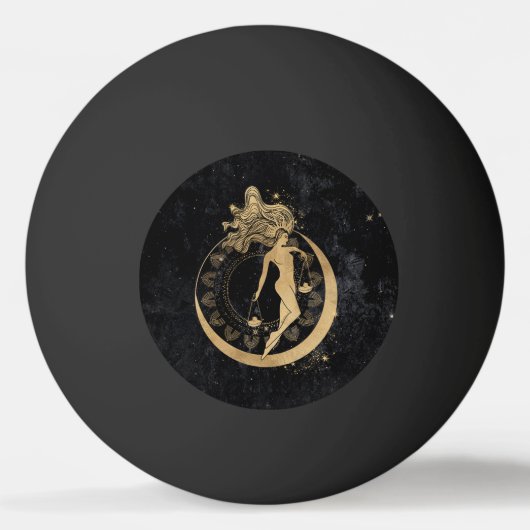 Zodiac Goddess | Cosmic Gold Libra Astrologie Tischtennisball (Vorderseite)