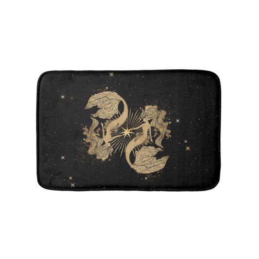 Zodiac Goddess | Cosmic Gold Pisces Astrologie Badematte (Vorderseite)