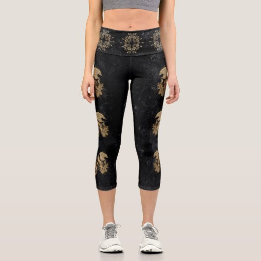 Zodiac Goddess | Cosmic Gold Pisces Astrologie Capri Leggings (Vorderseite)