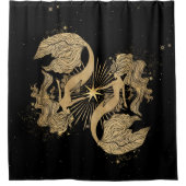 Zodiac Goddess | Cosmic Gold Pisces Astrologie Duschvorhang (Vorderseite)