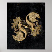 Zodiac Goddess | Cosmic Gold Pisces Astrologie Poster (Vorne)