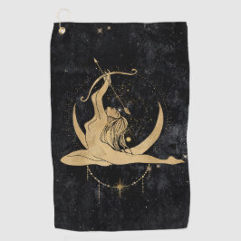 Zodiac Goddess | Cosmic Gold Sagittarius Astrologi Golfhandtuch