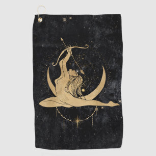 Zodiac Goddess Cosmic Gold Sagittarius Astrologi Golfhandtuch