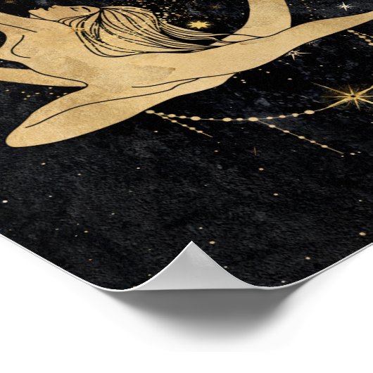 Zodiac Goddess | Cosmic Gold Sagittarius Astrologi Poster (Ecke)