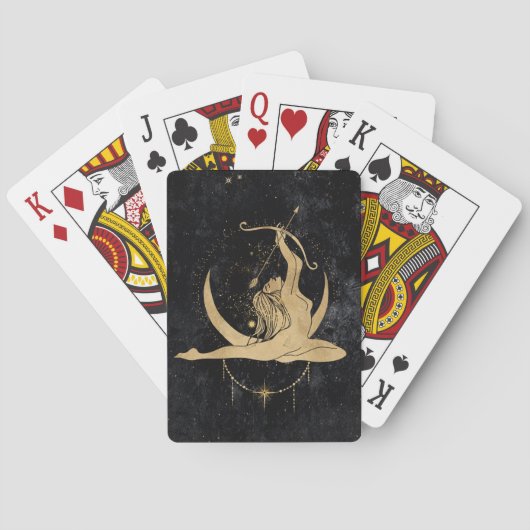 Zodiac Goddess | Cosmic Gold Sagittarius Astrologi Spielkarten (Rückseite)