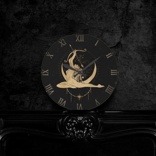Zodiac Goddess | Cosmic Gold Sagittarius Astrology Runde Wanduhr