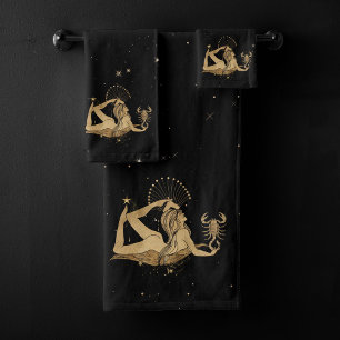 Zodiac Goddess Cosmic Gold Scorpio Astrologie Badhandtuch Set