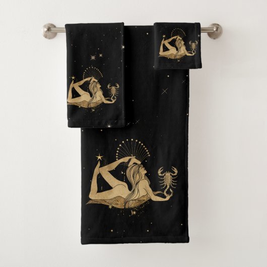 Zodiac Goddess | Cosmic Gold Scorpio Astrologie Badhandtuch Set (Insitu)