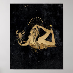 Zodiac Goddess   Cosmic Gold Scorpio Astrologie Poster