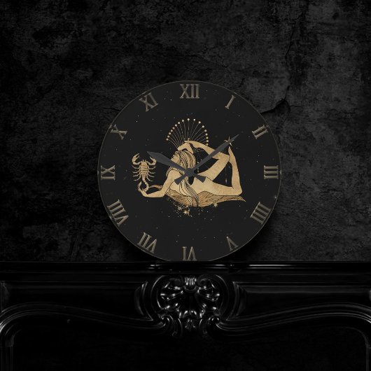 Zodiac Goddess | Cosmic Gold Scorpio Astrologie Runde Wanduhr