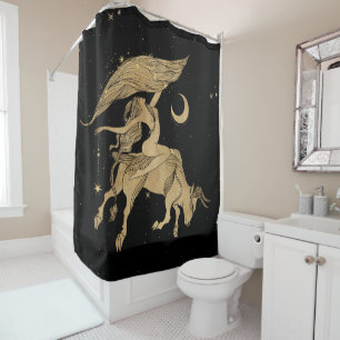Zodiac Goddess Cosmic Gold Taurus Astrologie Duschvorhang