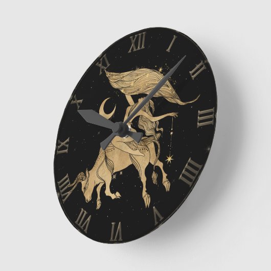 Zodiac Goddess | Cosmic Gold Taurus Astrologie Runde Wanduhr (Winkel)