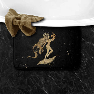 Zodiac Goddess Cosmic Gold Virgo Astrologie Badematte