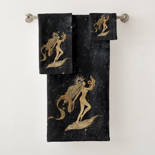 Zodiac Goddess | Cosmic Gold Virgo Astrologie Badhandtuch Set (Insitu)