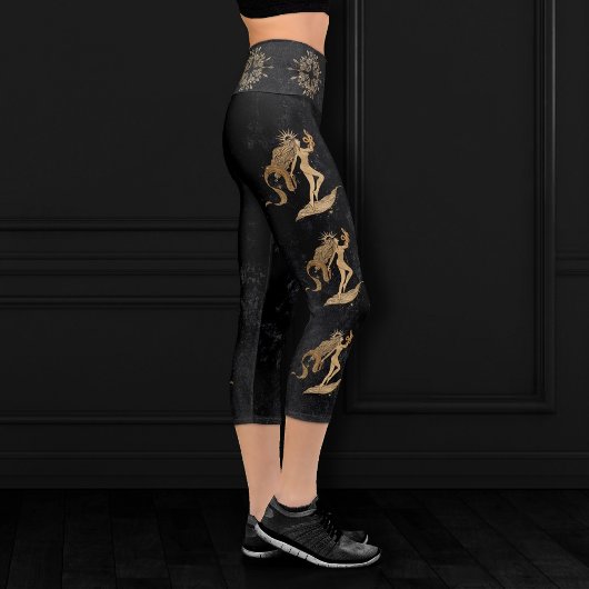 Zodiac Goddess | Cosmic Gold Virgo Astrologie Capri Leggings