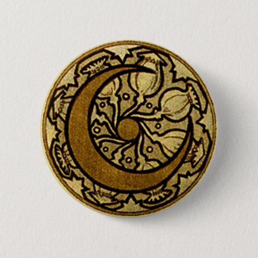 Zodiac Halbmond Mucha  Button (Vorderseite)