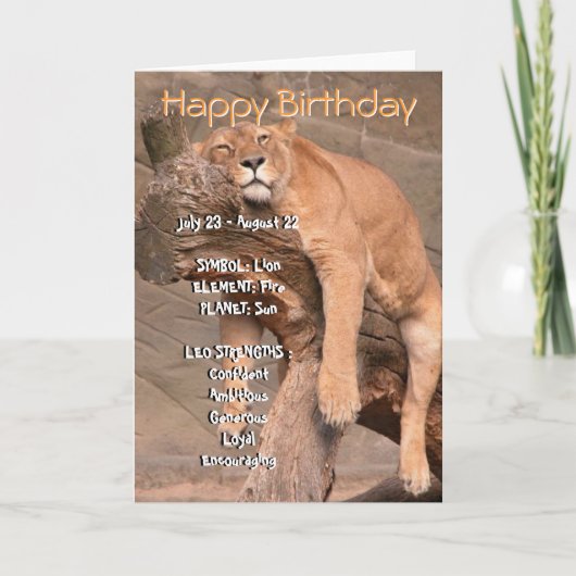 Zodiac Happy Birthday Card - Leo Karte (Vorderseite)
