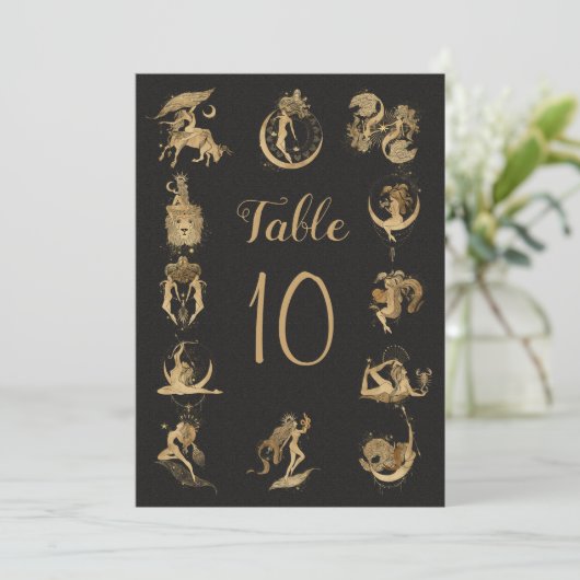 Zodiac Horoskop Anzeichen Tischnummer (Stehend Vorderseite)