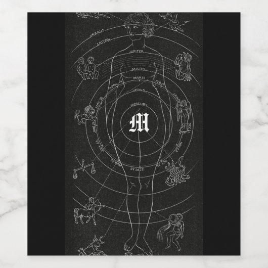 Zodiac, Horoskop, Astrologie Celestiale Feier Weinetikett (Einzelnes Label)