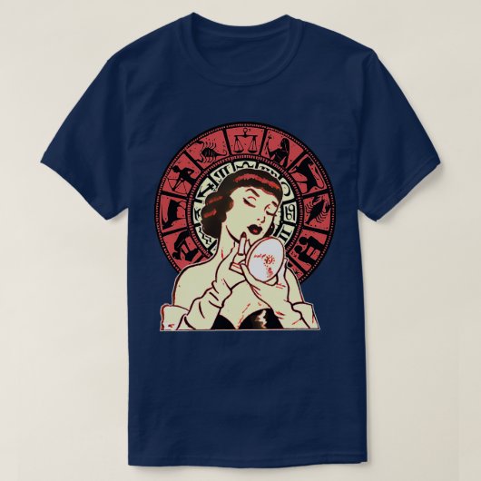 Zodiac Horoskop-Frau, die Lippenstift setzt T-Shirt (Design vorne)