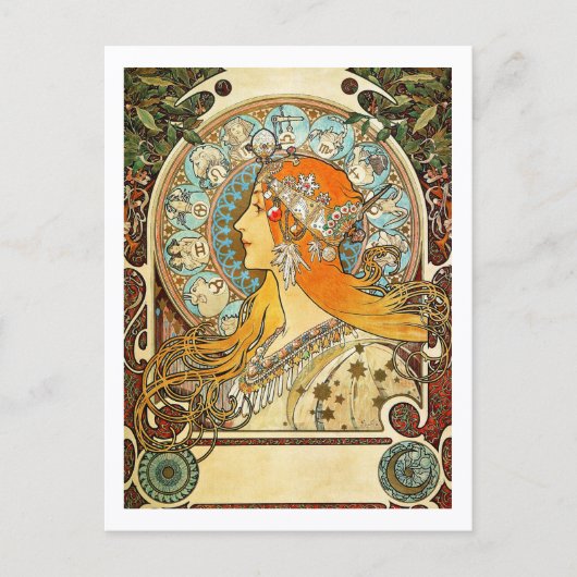 Zodiac Illustration Alphonse Mucha Postkarte (Vorderseite)