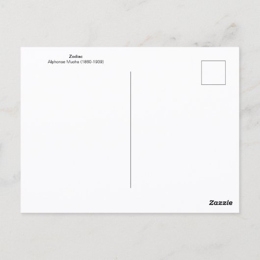 Zodiac Illustration Alphonse Mucha Postkarte (Rückseite)