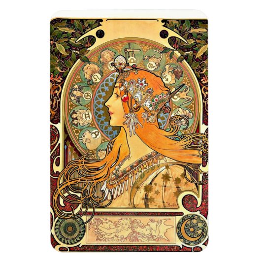 Zodiac, Jugendstil-Malerei von Alphonse Mucha Magnet (Vertikal)