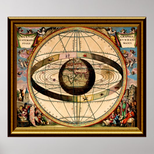 Zodiac-Karte-1-W-Rahmen Poster (Vorne)