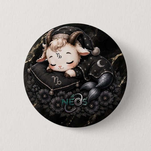 Zodiac Kawaii Neos Steinbock Button (Vorderseite)