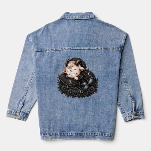 Zodiac Kawaii Neos Steinbock Jeansjacke (Rückseite)