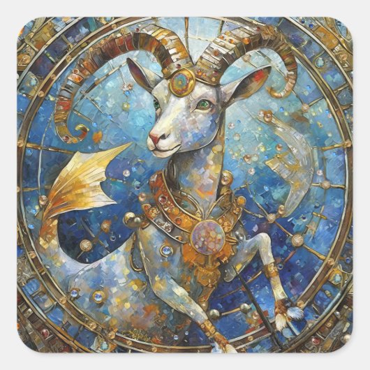 Zodiac - Korn der Meerziege Quadratischer Aufkleber (Vorderseite)